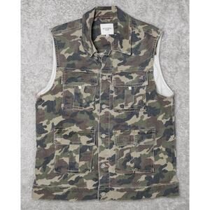 Hidden Jeans Green Camo Print Oversized Cargo Vest Womens Size M